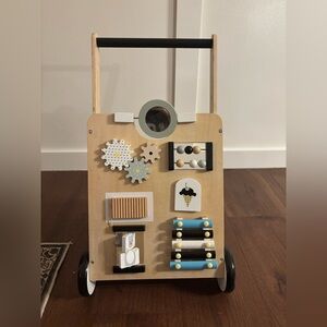 Wooden Baby Push Walker with Adjustable Wheels